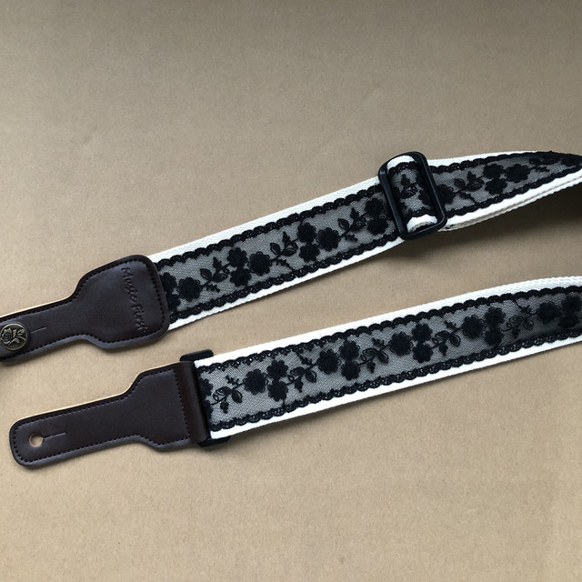 手工5厘米黑色蕾丝吉他背带通用吉他带适合各民谣吉他电吉他
