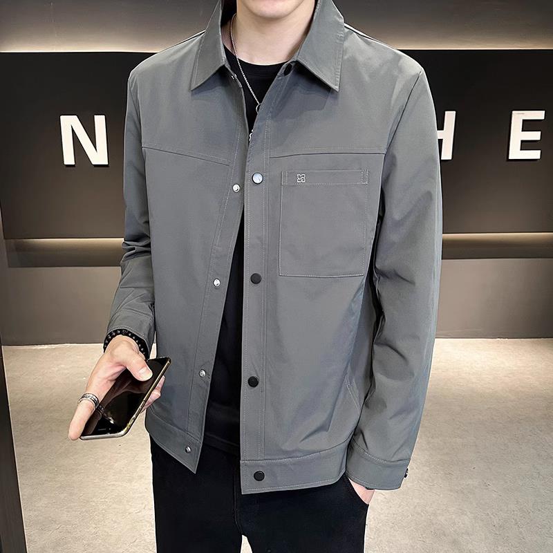 HKYC春秋季高端外套男士新款商务休闲翻领行政夹克男装潮牌上衣