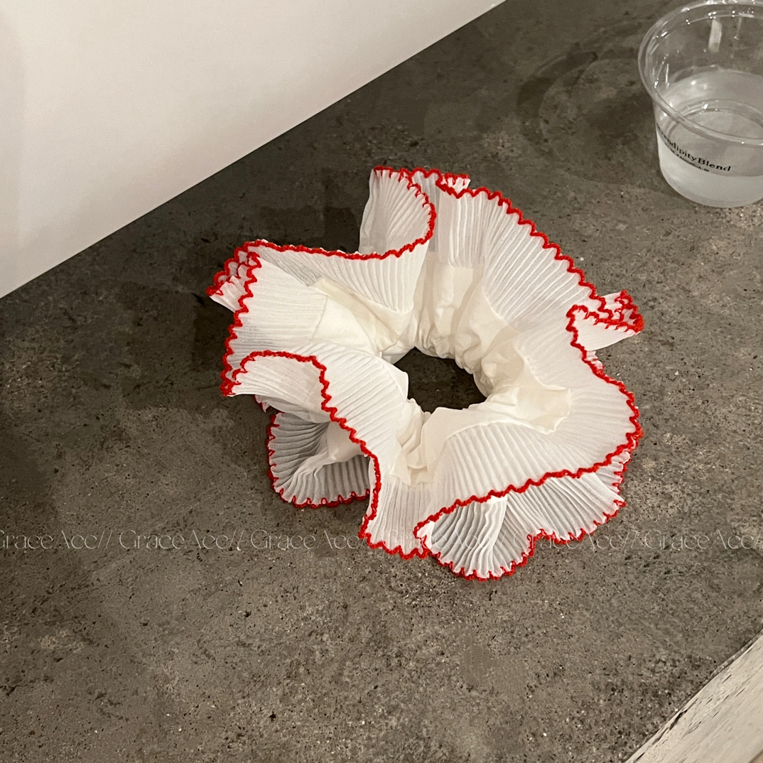 Grace Acc 韩系超仙ins芭蕾风 红色花边蓬蓬缎面小众大肠发圈头绳