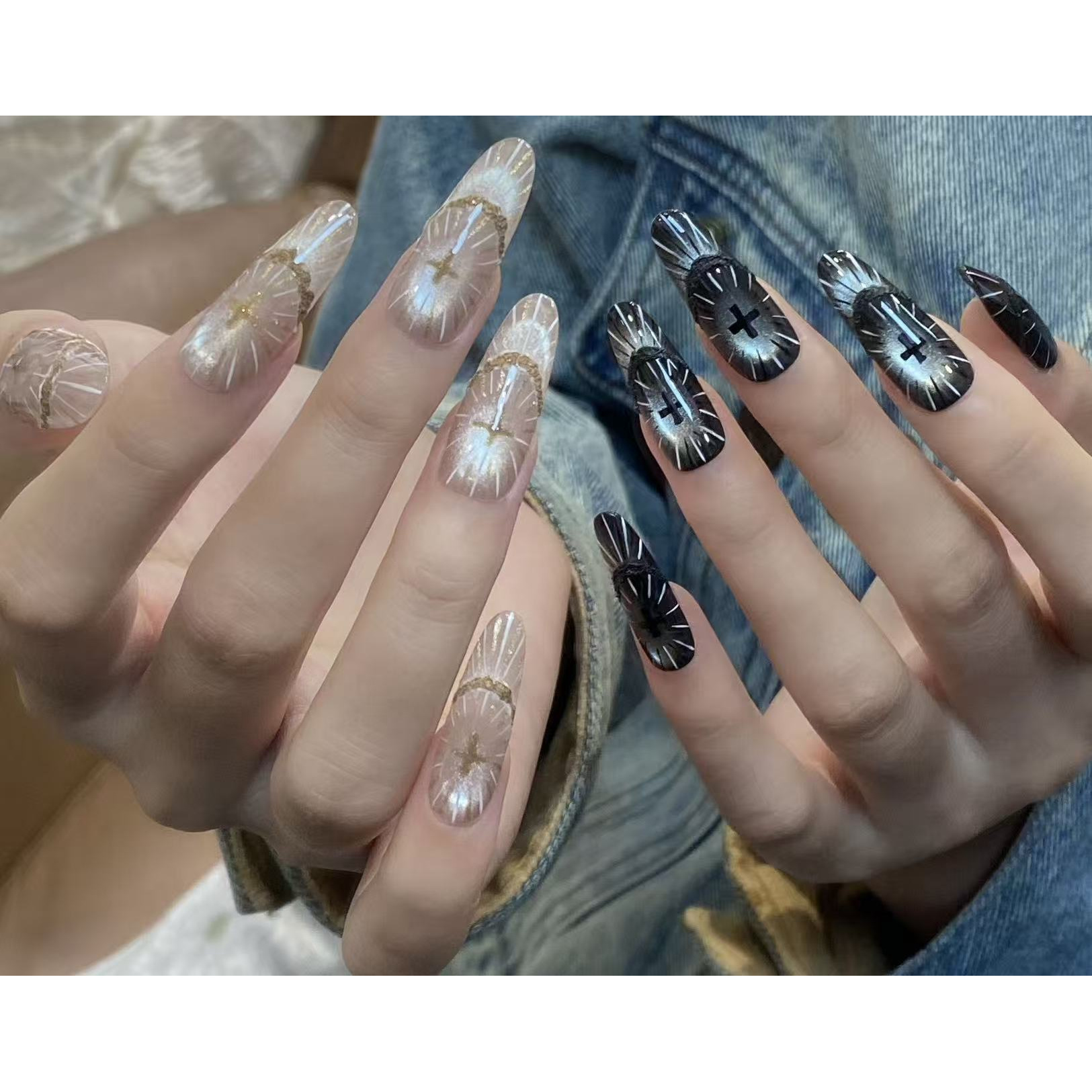 高奢纯手工穿戴甲明星网红爆闪气质甲片高级感显白美甲