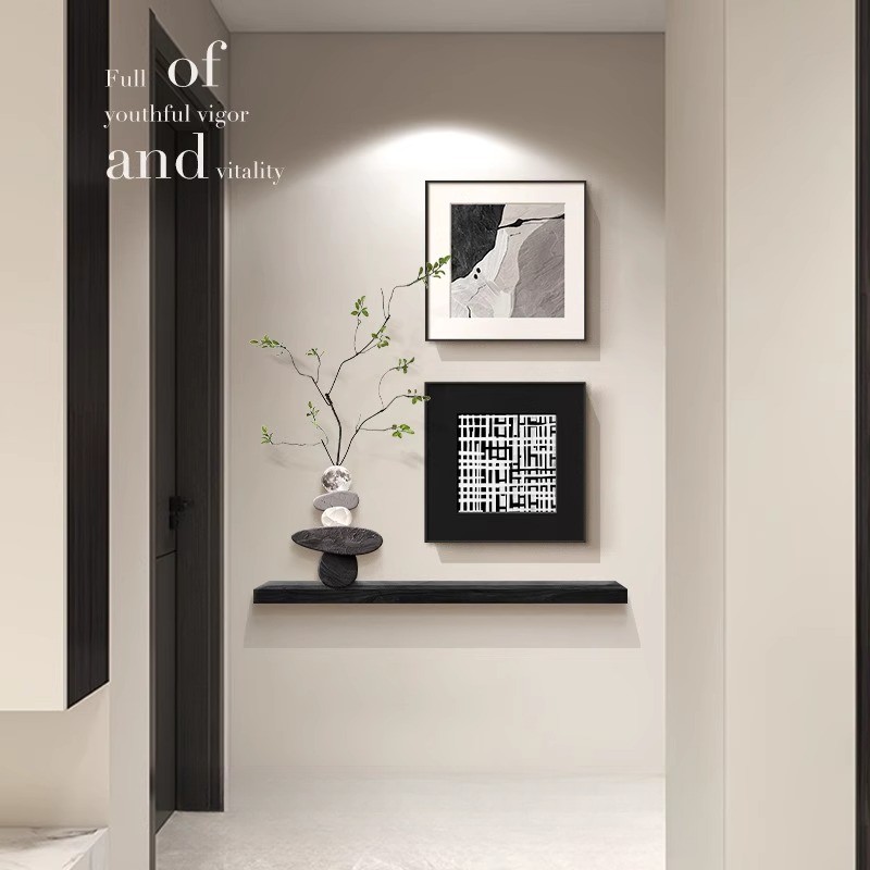 极简黑白灰玄关装饰画入户正对门壁画2025新款高级感走廊过道挂画