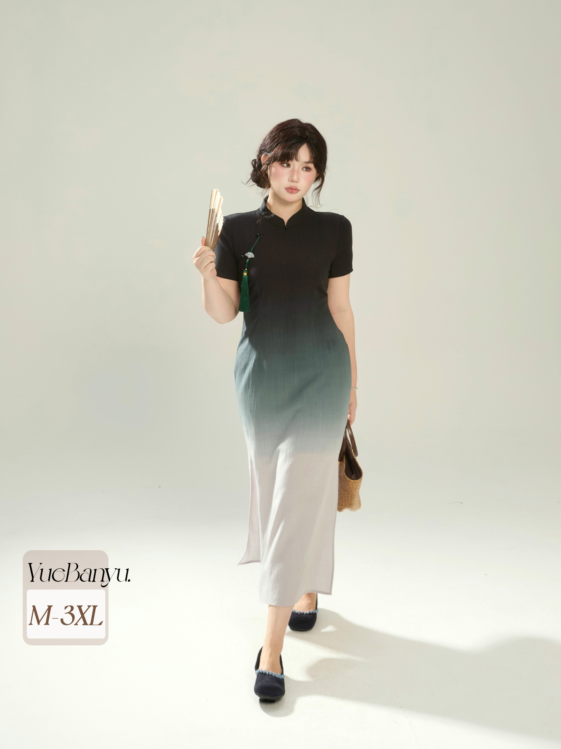 月半鱼【上春山】新中式渐变改良旗袍女夏新款独特漂亮连衣裙国风