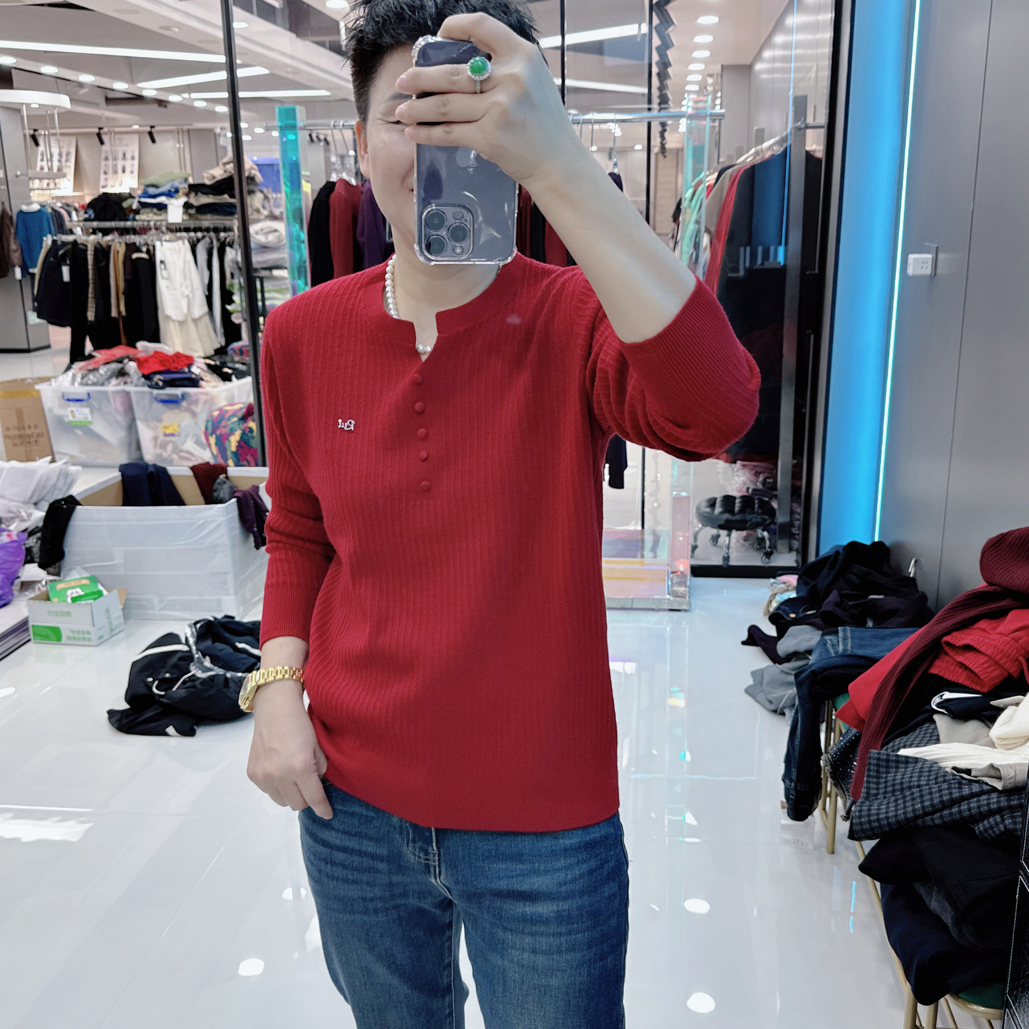 高级亲肤衫6色大版小V领百搭针织衫6108欧美