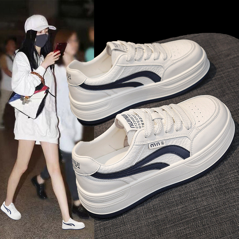 秋季新款小白鞋女时尚百搭厚底休闲运动鞋女轻便舒适休闲健身鞋