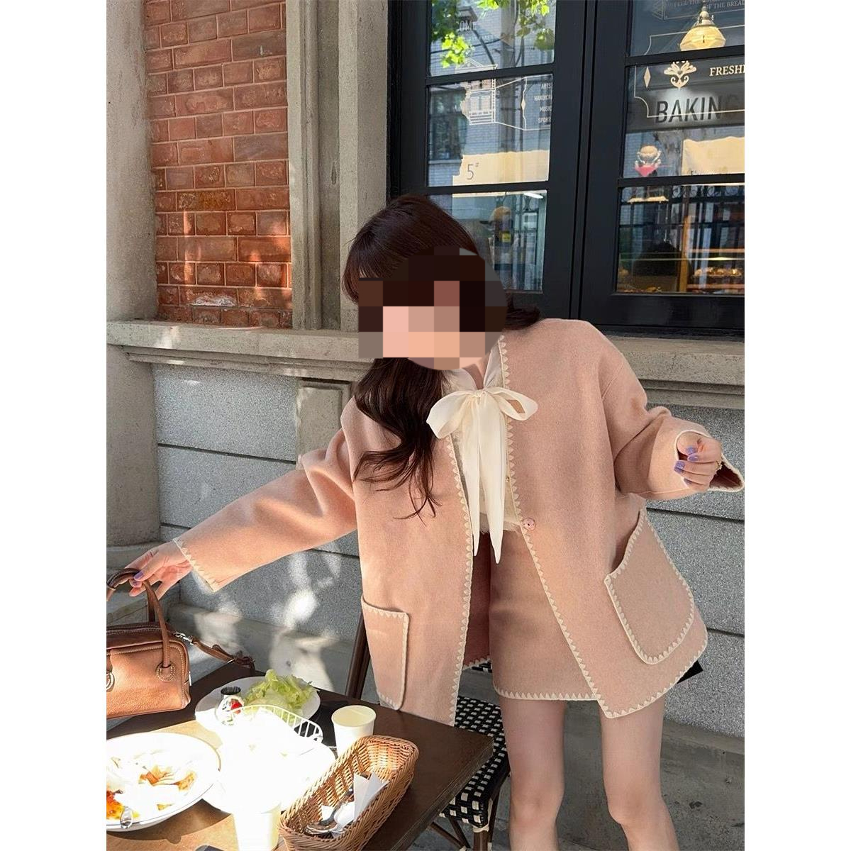 2025年时尚气质小香风长袖外套蝴蝶结衬衣半身裙女秋季时尚套装