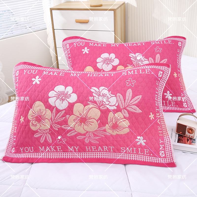 【枕巾一对装】52*78高档欧式单人加厚柔软休闲风中国风四季提花枕