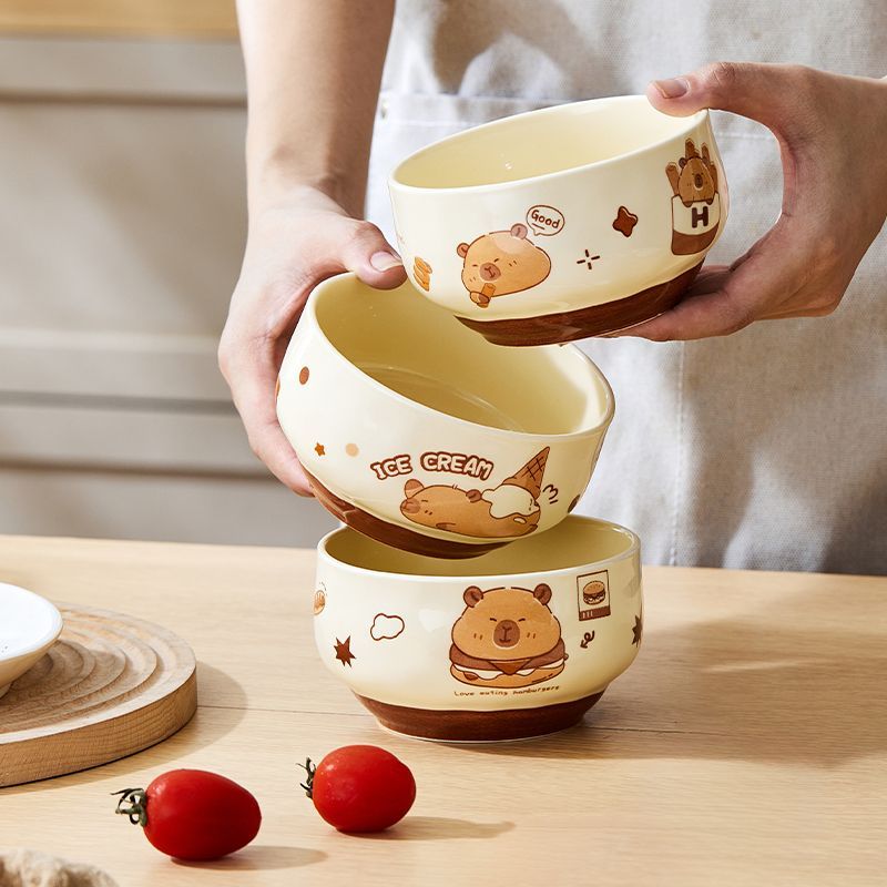 卡皮ins巴拉可颂陶瓷卡通可爱家用儿童高颜值饭碗餐具创意瓷碗L