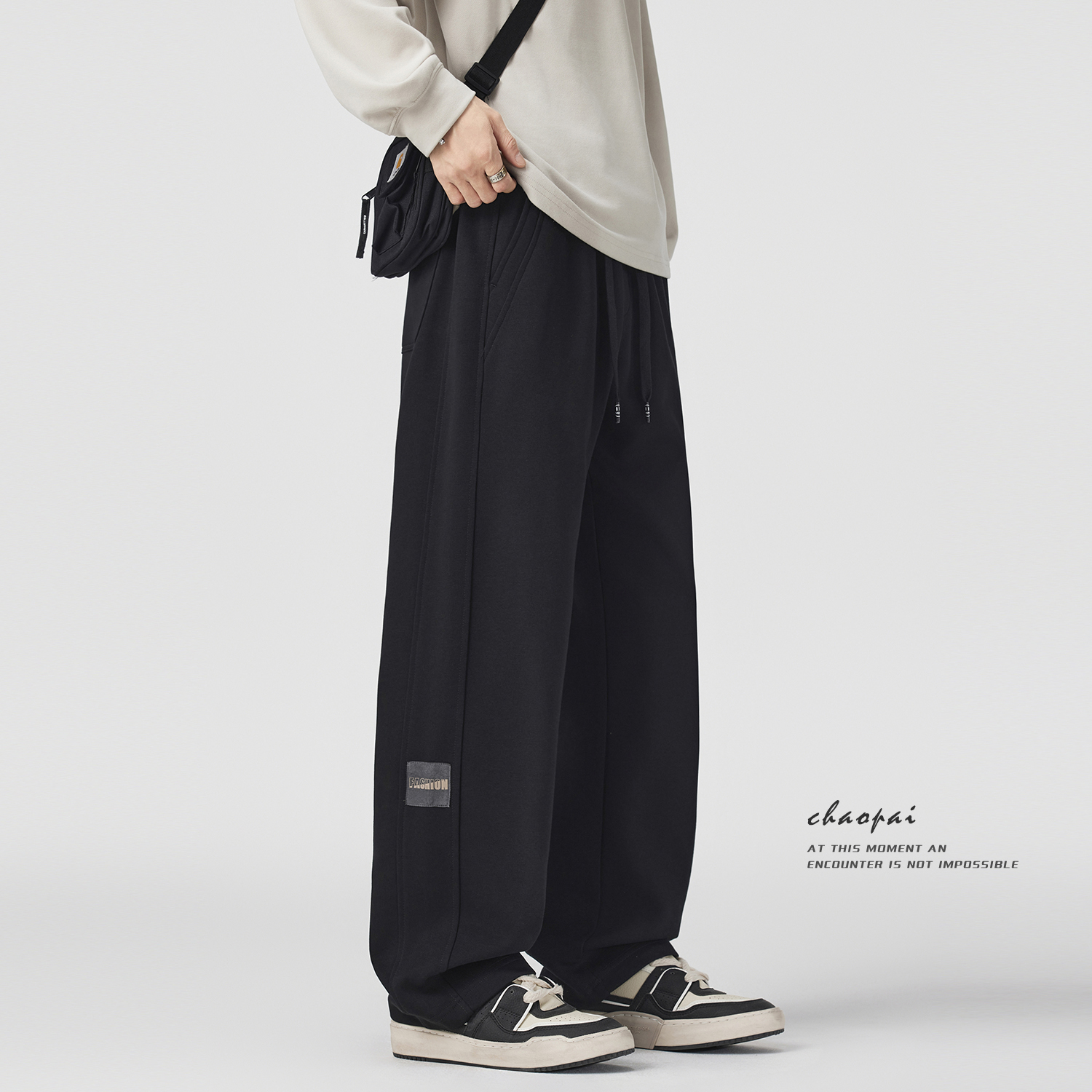 美式高街直筒运动裤男秋冬2025新款重磅复古垂感阔腿休闲卫裤男士