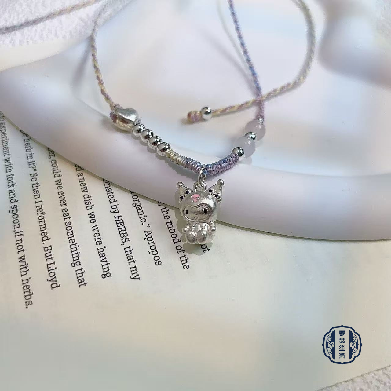 吊坠足银 吊坠足银吊坠足银999碎银库洛米桃心编绳项链女孩礼物