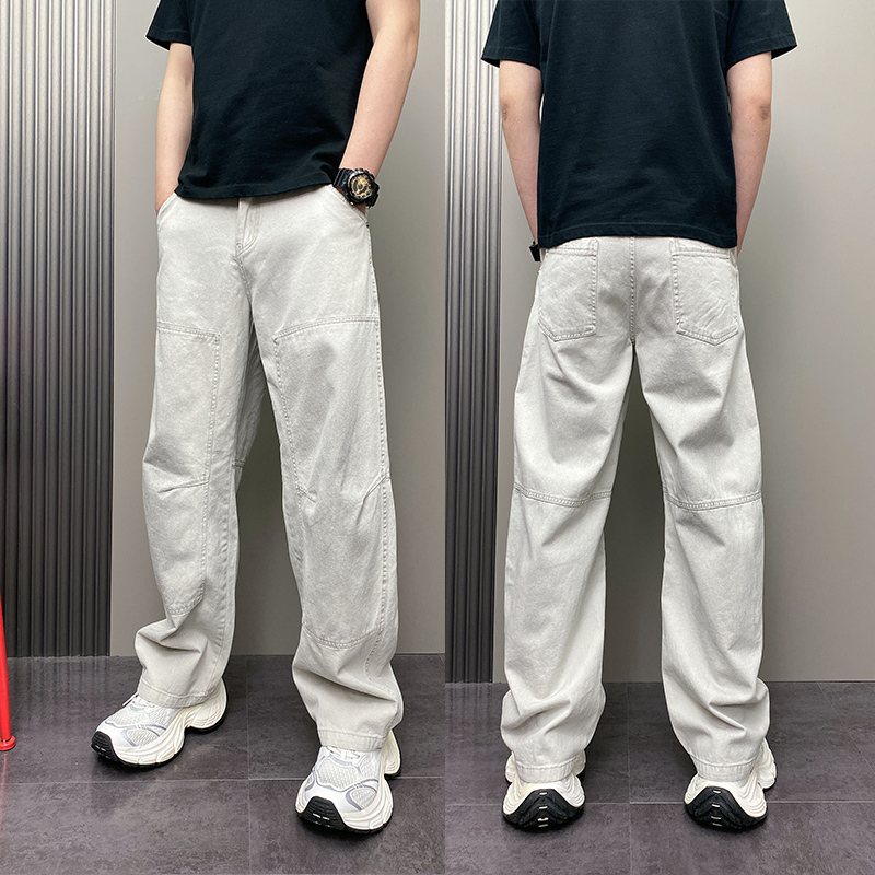 2025年春夏季潮牌韩版灰色宽松哈伦休闲水洗高街ins原创牛仔裤男
