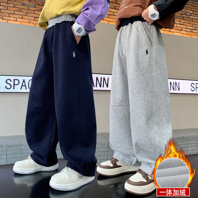 儿童装男童裤子秋冬款2025新款冬季中大童加绒男孩冬装运动裤卫裤