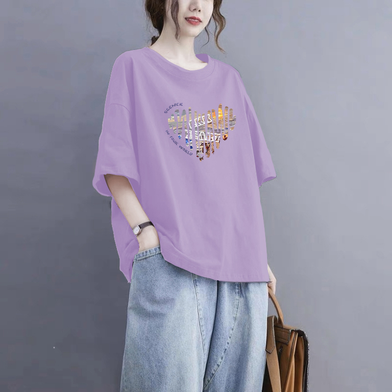 100%棉短袖T恤女减龄大码女装200斤时尚百搭宽松休闲洋气半袖上衣