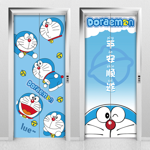 哆啦a梦电梯门贴纸入户门口装饰卡通贴画高级感创意网红可爱动漫