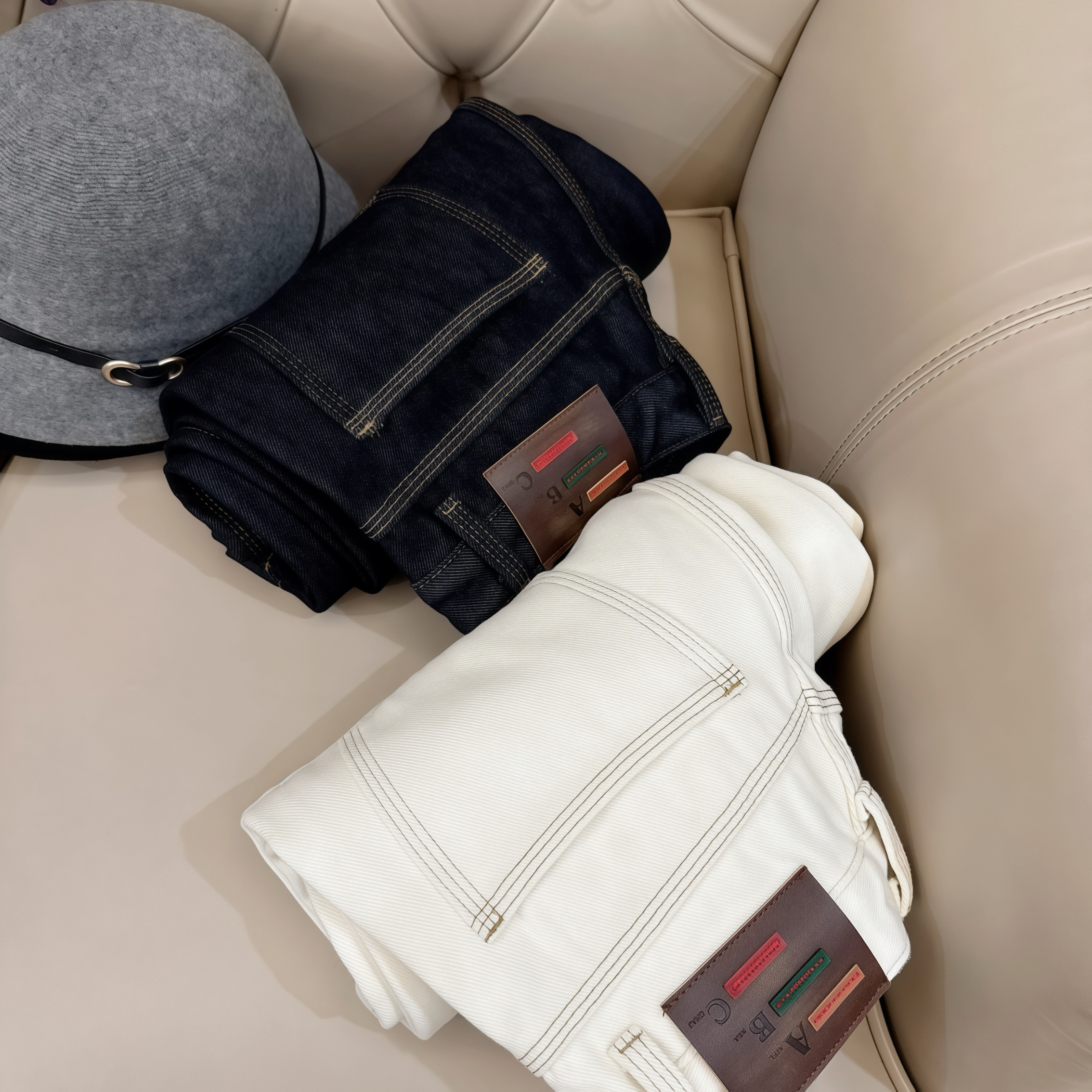 【月月专属】2025新款港风复古女高腰阔腿裤显瘦直筒窄版牛仔30012#