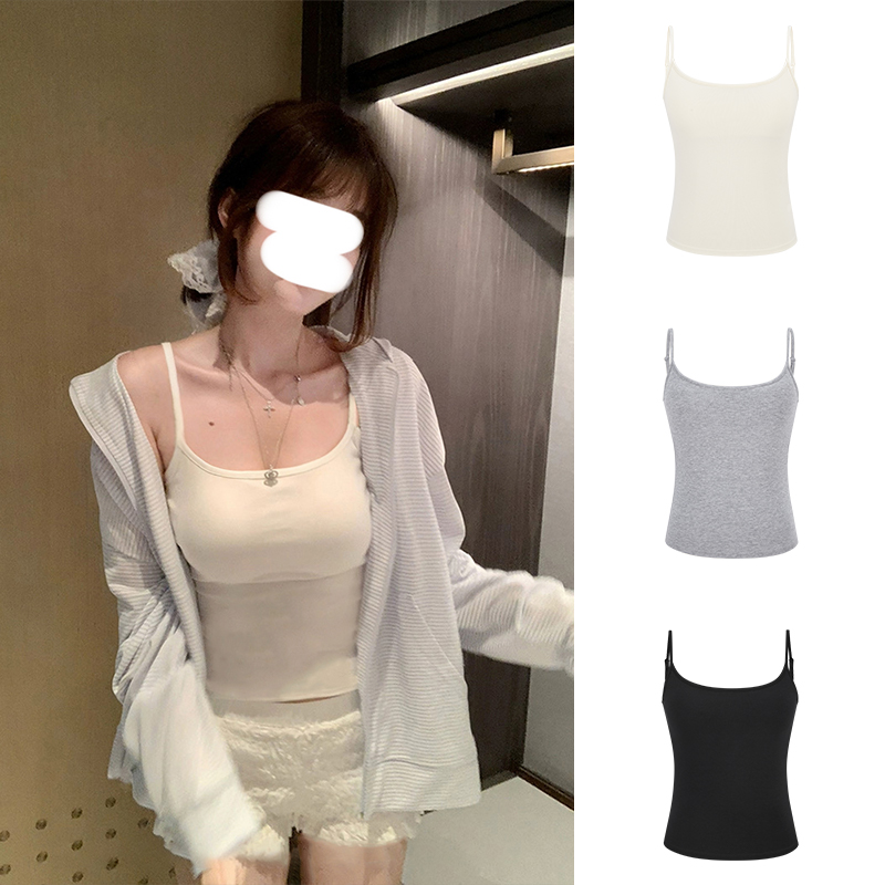 Moses Queen/魔西女王细肩带可调节吊带背心女带胸垫基础百搭上衣