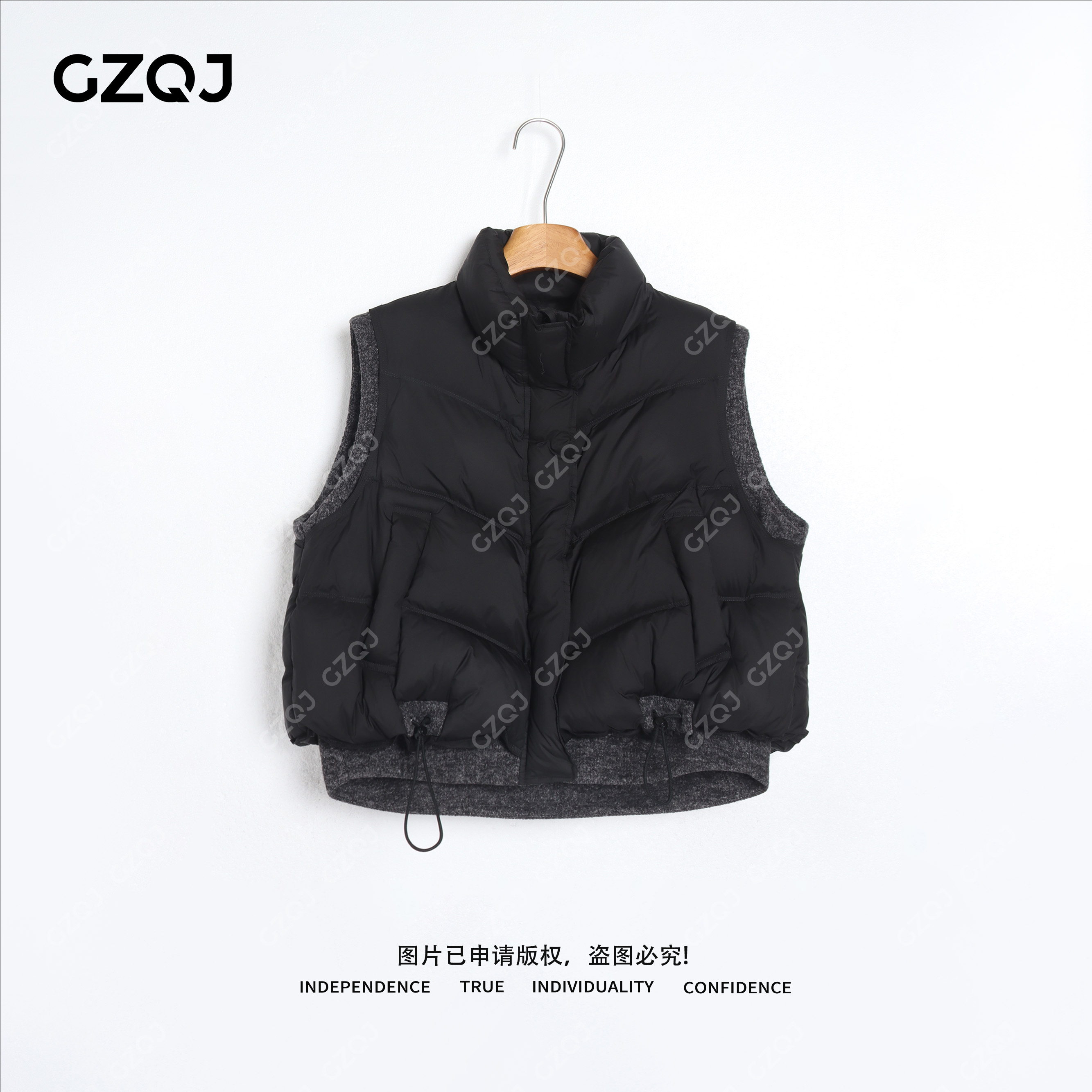 广州琴姐【零界暖坞】潮流时尚保暖白鸭绒无袖羽绒马甲外套女秋8017