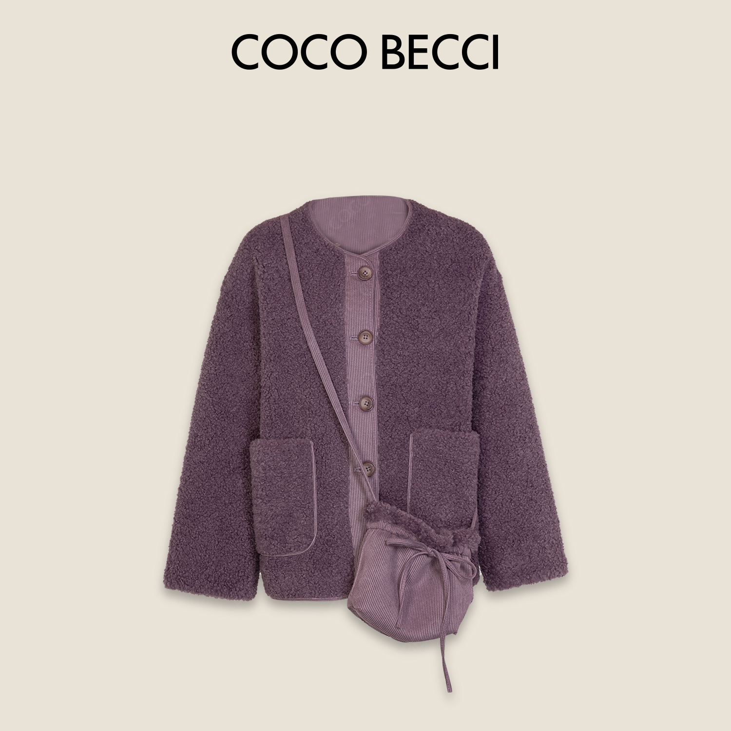 COCO BECCI【香芋派】小香风精致名媛配包包毛呢外套CFLJD100263