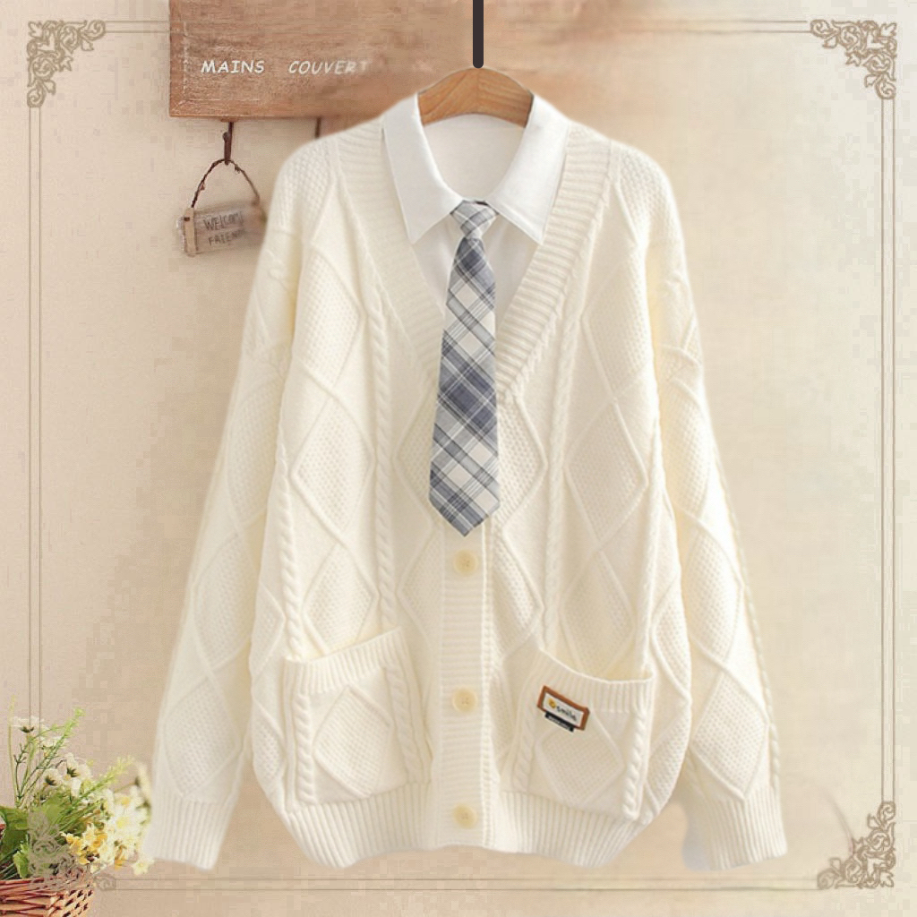 2025年新款少女法式学院风毛衣初中高中学生秋冬装外套韩版宽松潮