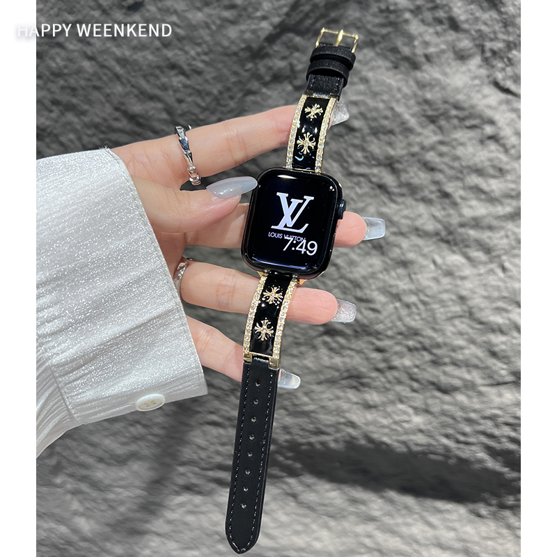 镶钻克罗心风皮带表带适用于华为fit34pro小米89pro手环红米5vivo