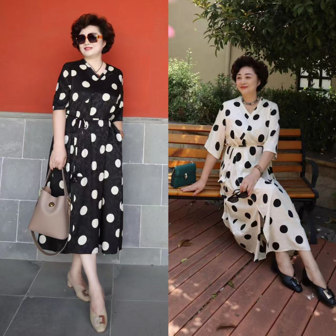 松紧腰吊带波点长裙懒人风连衣裙减龄韩版连衣裙洋气女装网红