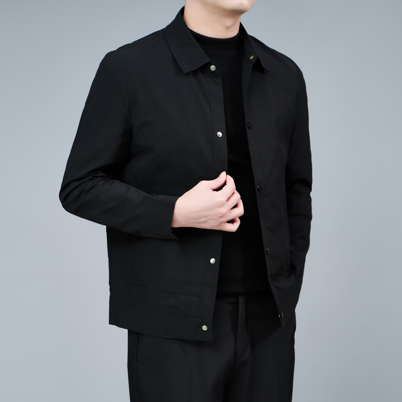 翻领秋冬季男加棉加厚百搭夹克休闲薄棉衣青年正肩商务二棉外套