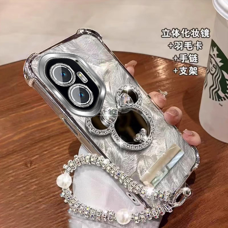 带镜头膜适用荣耀300手机壳镜子支架女士四角防摔300pro透明ultra