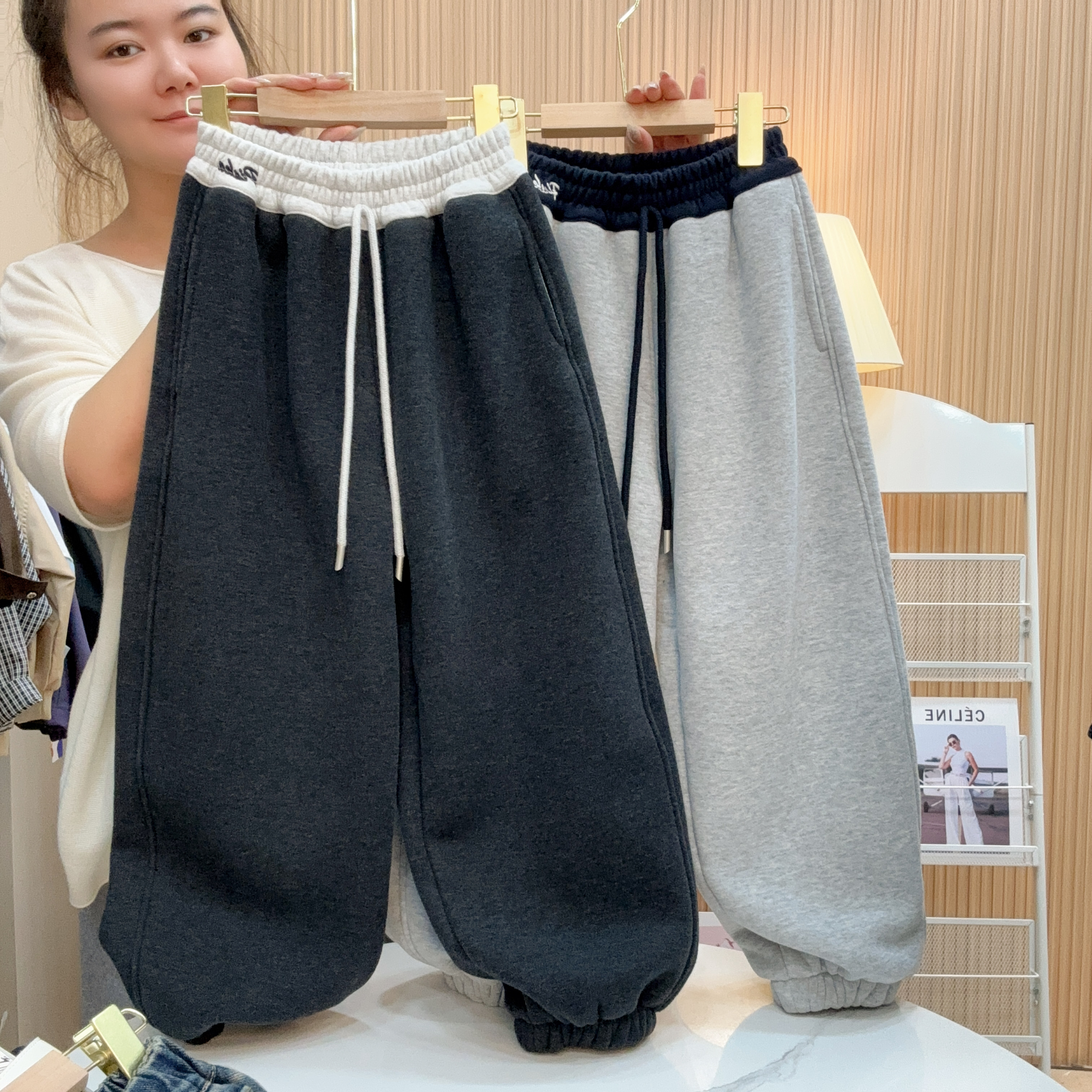 现货~清！清！清！【加绒】2025新款加绒加厚糯米裤慵懒风休闲裤00392