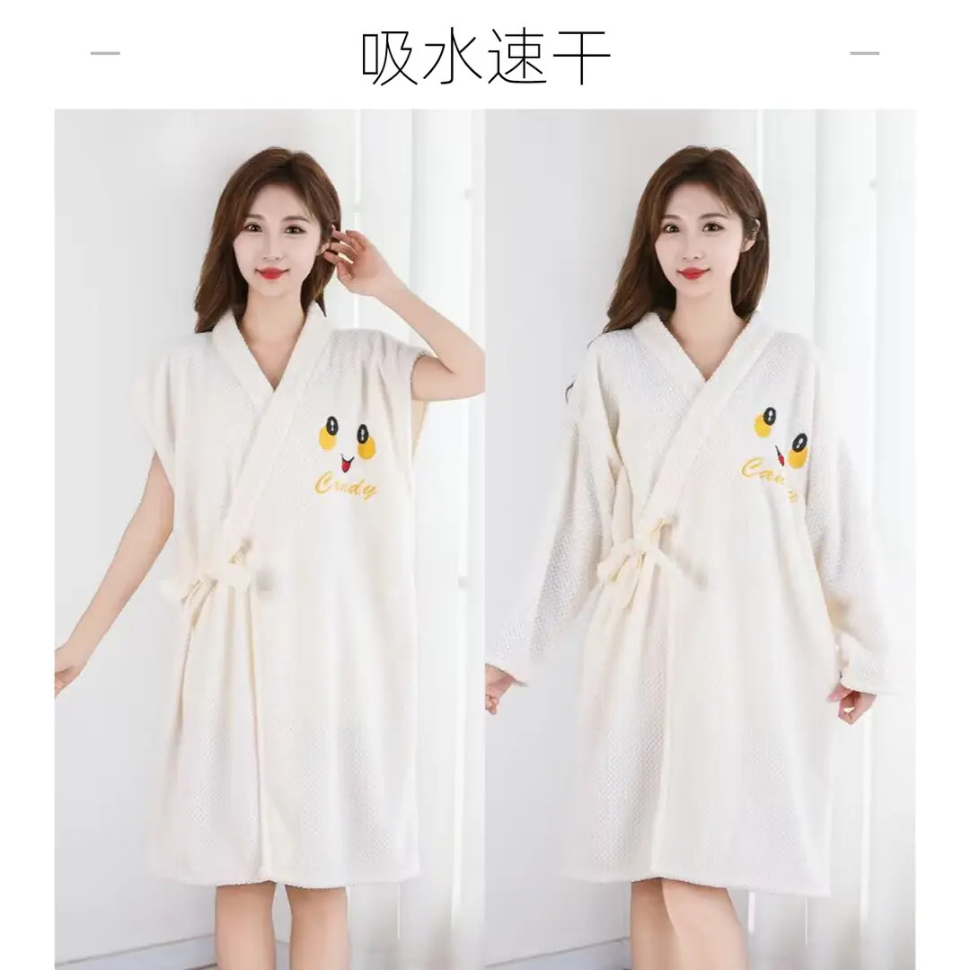 （80-160斤）加厚绑带浴袍速干吸水加长菠萝格可穿式浴巾家用睡衣