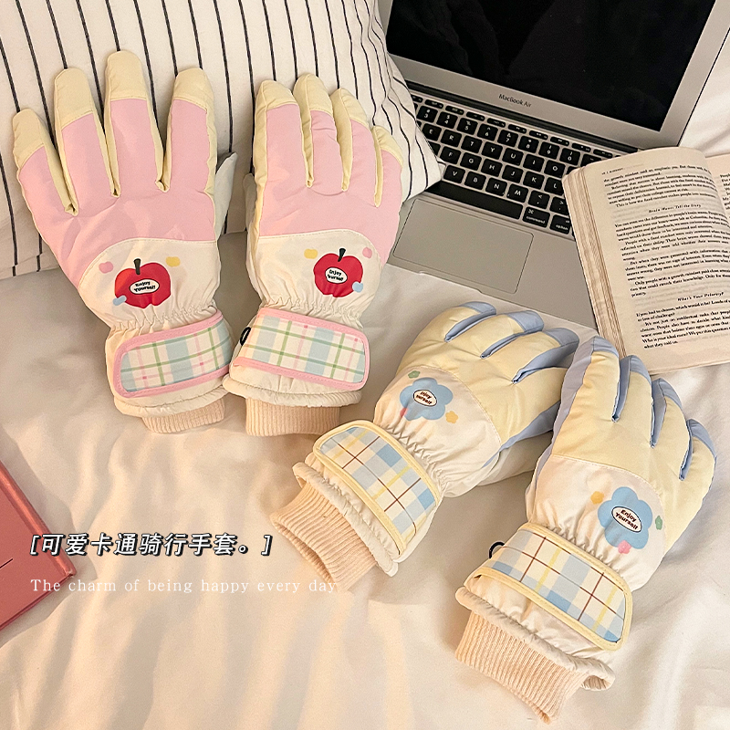 滑雪手套女冬季可触屏加绒加厚保暖防寒防风防水摩托车骑行手套潮