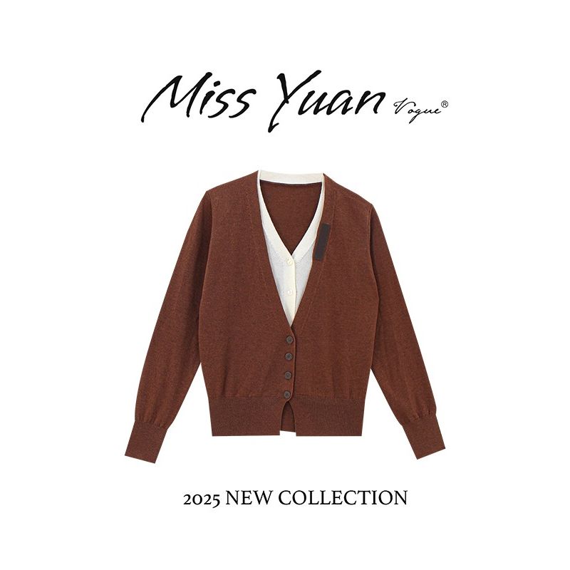 M.Y媛总 2025新款假两件女毛针织衫宽松休闲风针织衫MY1937M