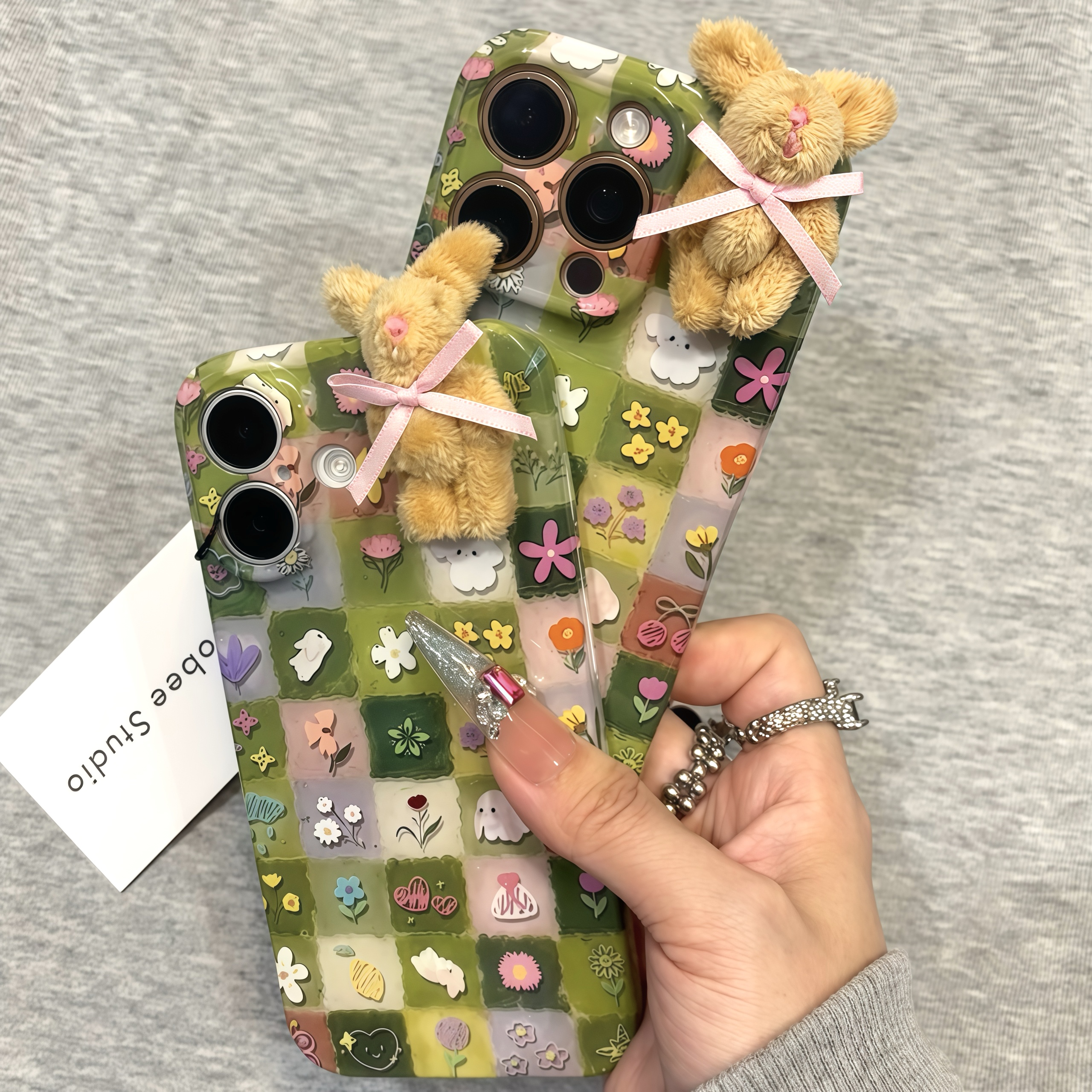 早秋碎花小兔子适用苹果16/17手机壳iPhone15小米14vivoppo华为潮