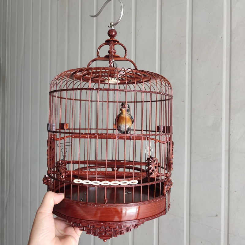 高档精工52枝直径24万字牛骨绣眼金青小黑白仙鹟广笼清远鸟笼手工