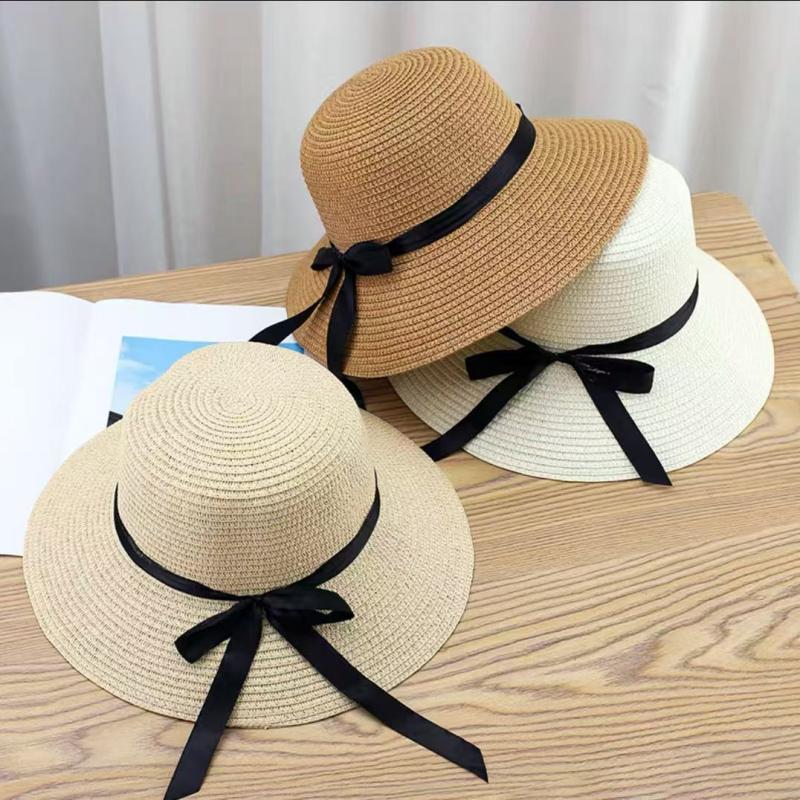 夏季女孩大檐遮阳草帽女宝宝出游防晒儿童帽子包太阳亲子沙滩帽夏