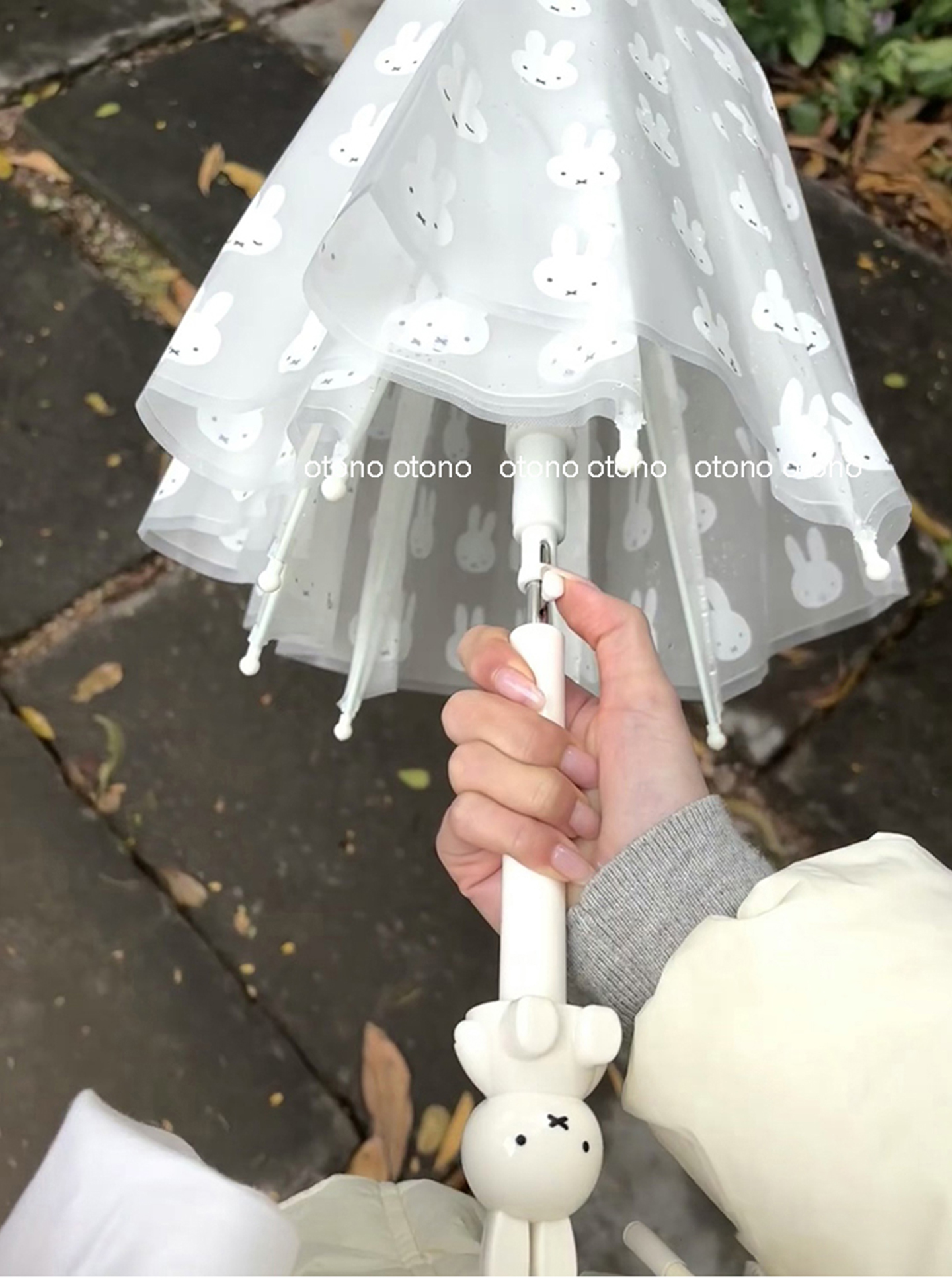 高颜值正版限定米菲兔可爱透明雨伞长柄全自动日本同款磨砂雨伞