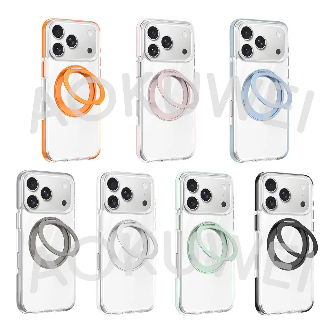 苹果透明手机壳适用17promax磁吸16pro网红15pro个性旋转支架防摔