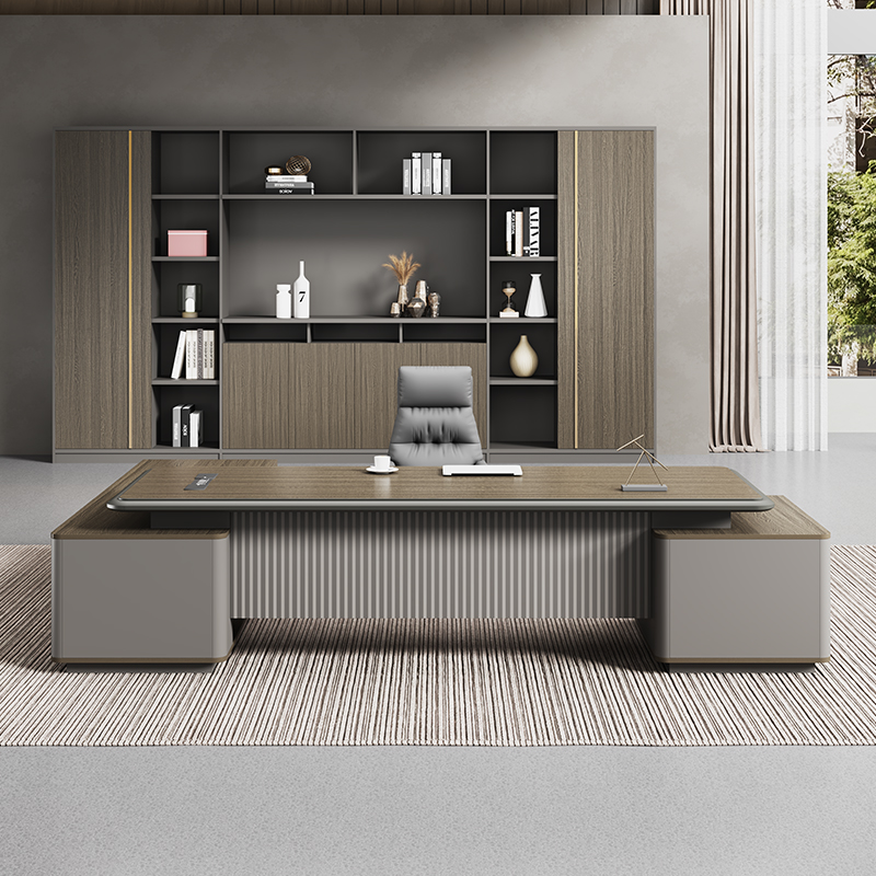 世帆老板桌大班台简约总经理办公室桌子高档组合烤漆轻奢办公桌椅