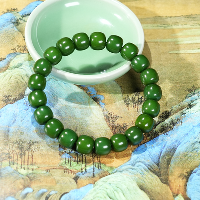 【绿色系】祖母绿 蓝靛染色非遗植物染国风配饰菩提手串