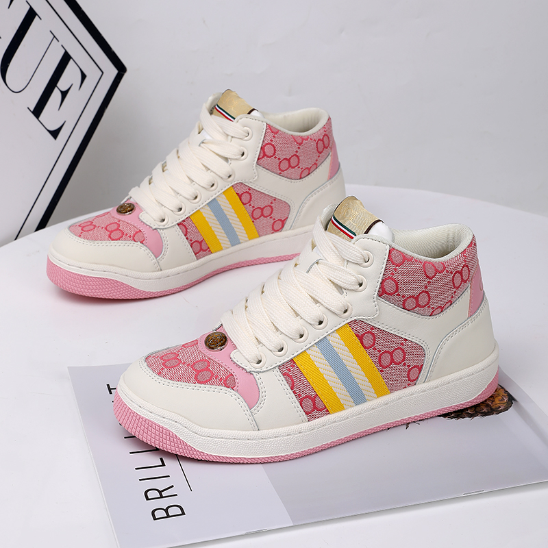 高帮白粉经典小脏鞋男鞋女鞋休闲板鞋复古轻奢厚底鞋拼色低帮精品