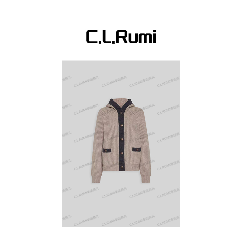 【Rumi时装】“拥抱”25秋冬高克重连帽宽松百搭羊毛针织外套7132wt