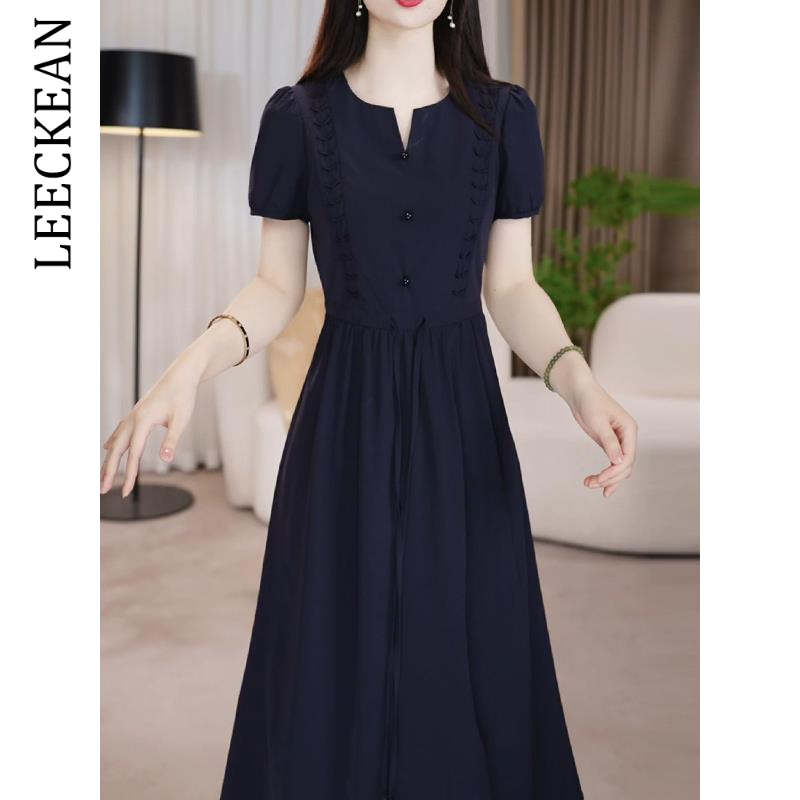 【尖货甄选】高级感轻奢气质连衣裙女2025新款爆款收腰系带中长裙子