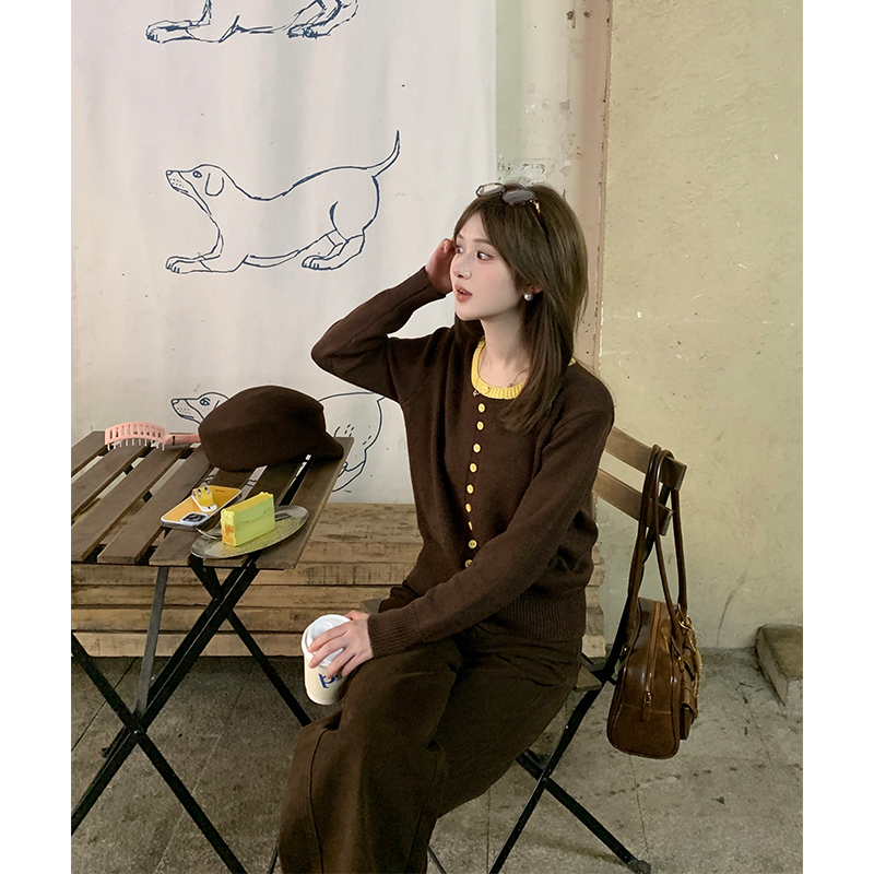 FUGUI RICH【落日余温】小个子秋季新款百搭撞色毛衣法式毛织上衣