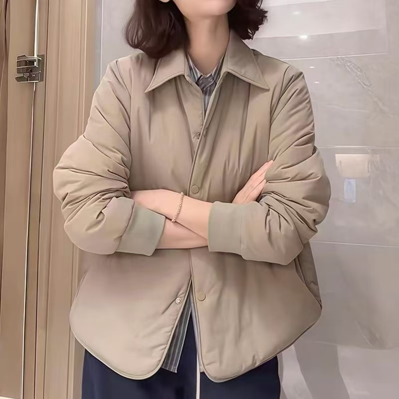 【新品】秋冬新款薄款棉服外套女装棉袄轻便简约翻领短款棉衣薄棉衣