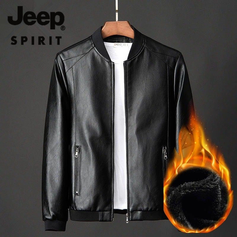 JEEP SPIRIT吉普大码男士休闲加绒韩版立领潮流修身保暖春秋季秋