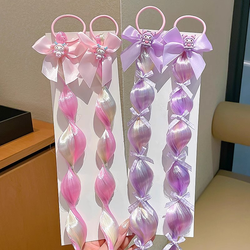 库洛米假发辫子发圈儿童发绳小女孩扎高马尾头绳女童彩色泡泡辫子