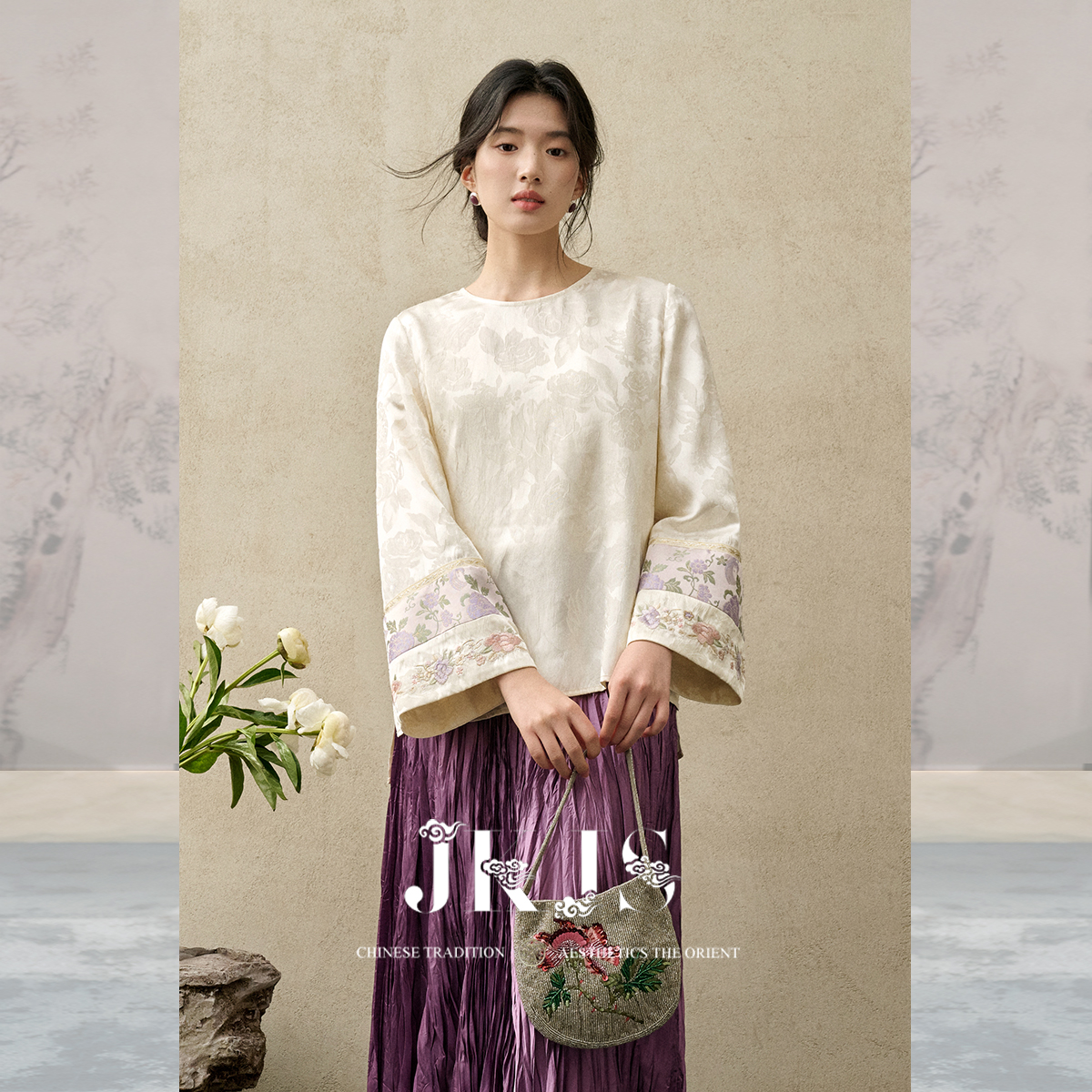 JKJS【蝶花语】人丝肌理提花衬衫女高级感轻奢减龄洋气小衫新国风