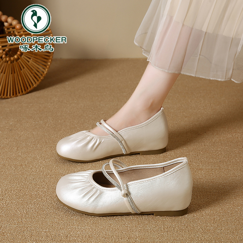 【正品】啄木鸟女鞋2025夏季新款法式芭蕾玛丽珍单鞋平底晚晚风凉鞋