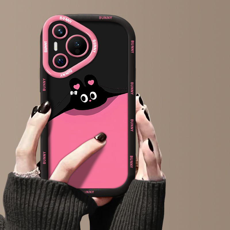 可爱趴趴兔子实色泡芙手机壳适用苹果16pro华为荣耀vivo小米oppo