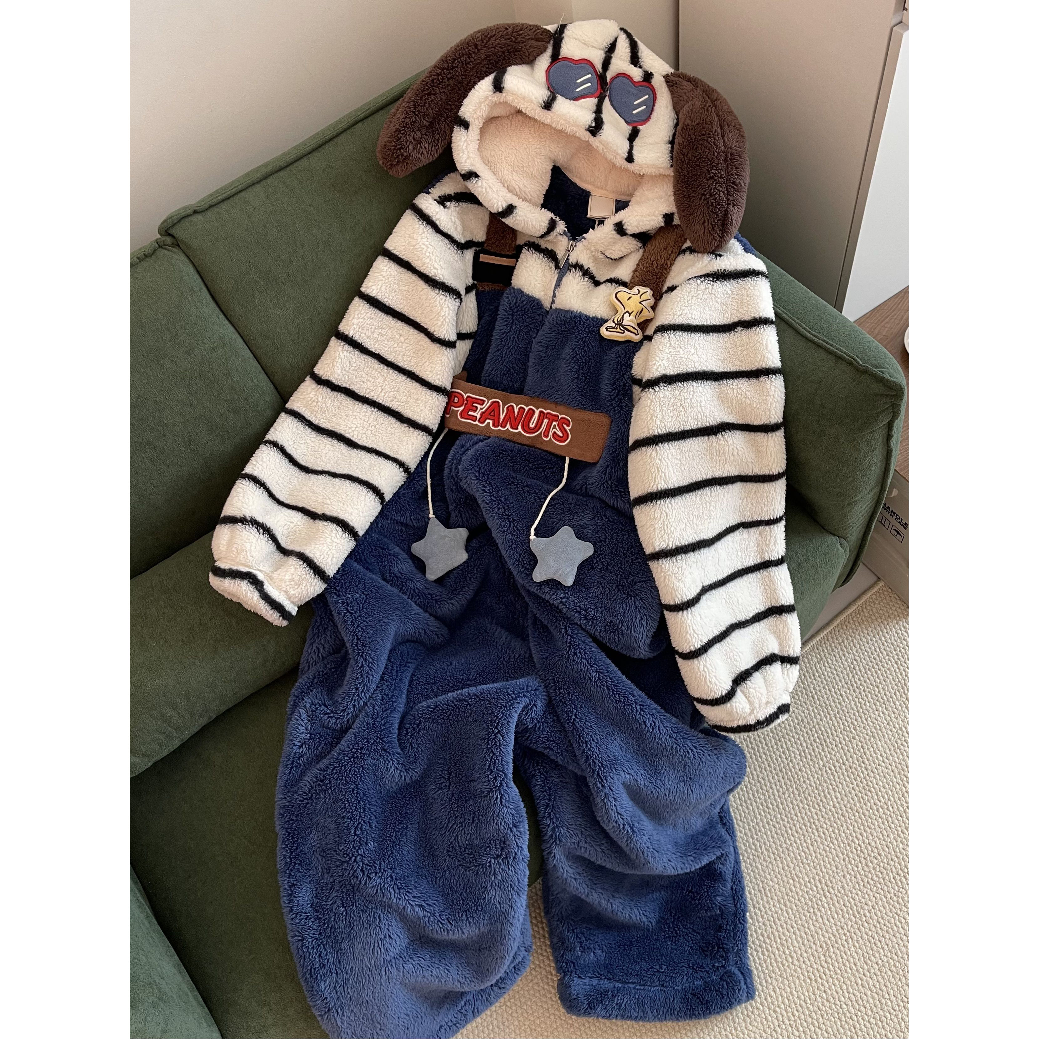 甜美软萌系大耳狗珊瑚绒睡衣女秋冬季新款保暖一体式家居服连体衣