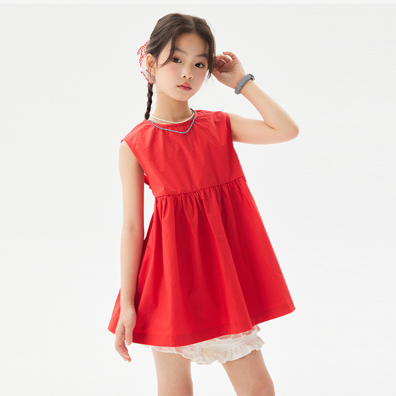 女童清凉透气上衣2025夏季新款儿童休闲无袖童装背心中大童夏装潮