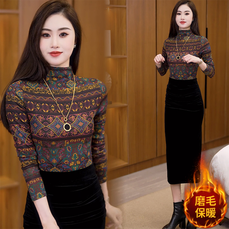 【洋气减龄】早秋新款打底半高领长袖气质修身弹力舒适内搭洋气显瘦